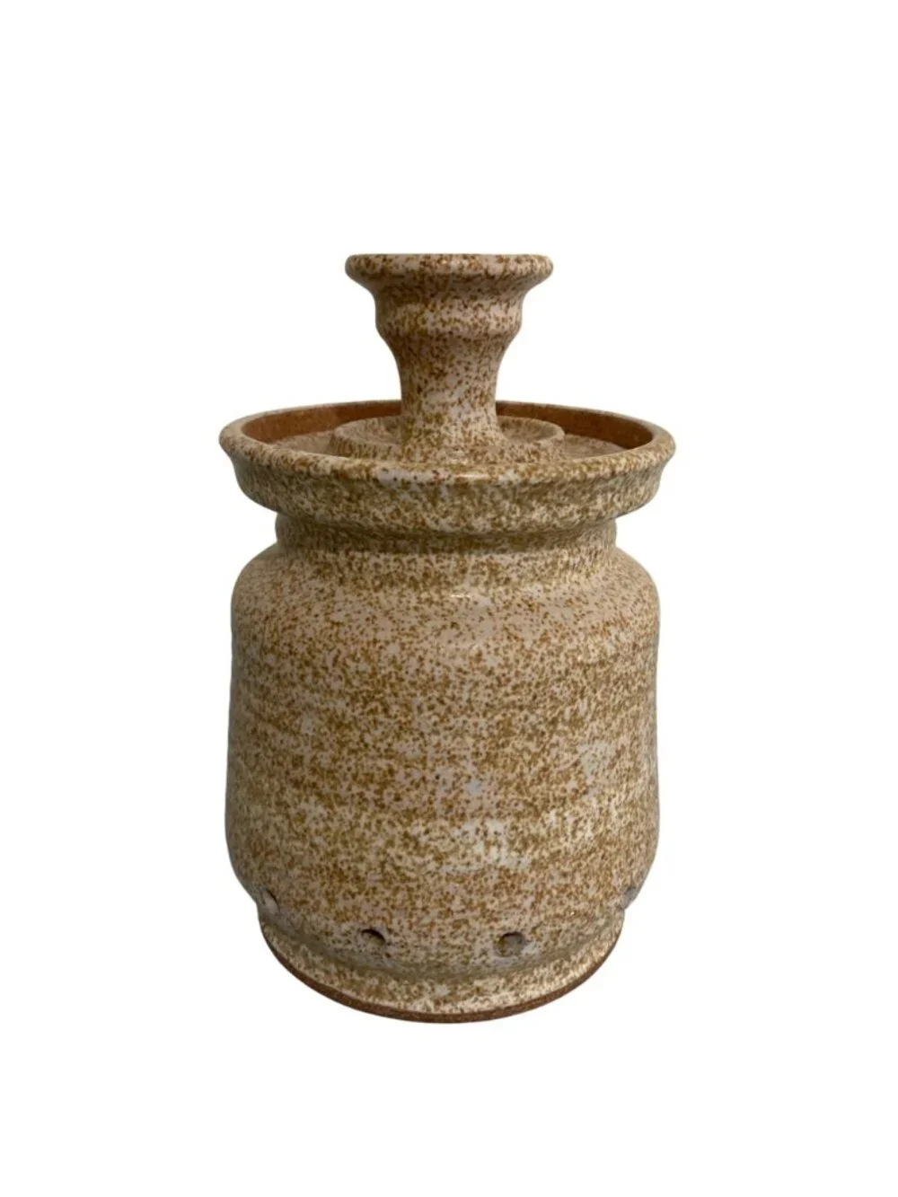 Foxlo California Studio Art Pottery Signed Garlic Jar Pot With Lid